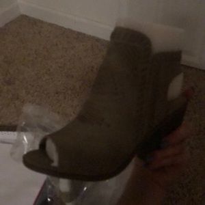 Aztec peep toe bootie in light taupe